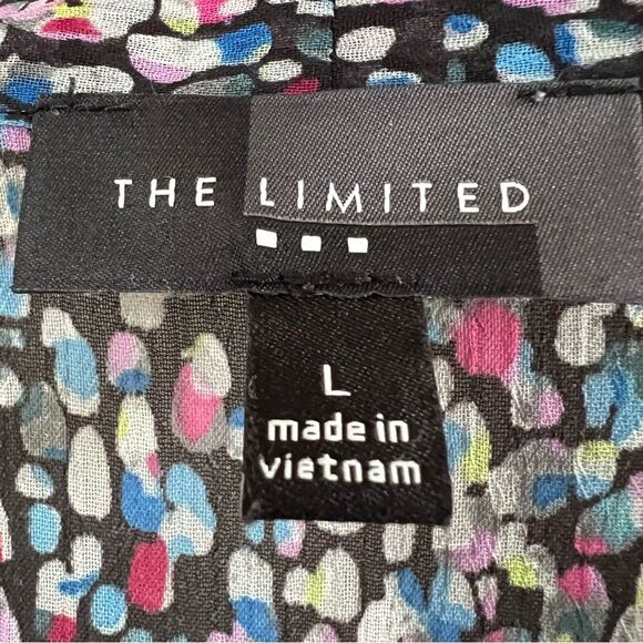 The Limited Black Multicolor Sheer Tie Front Three Quarter Length Sleeve - Picture 6 of 10